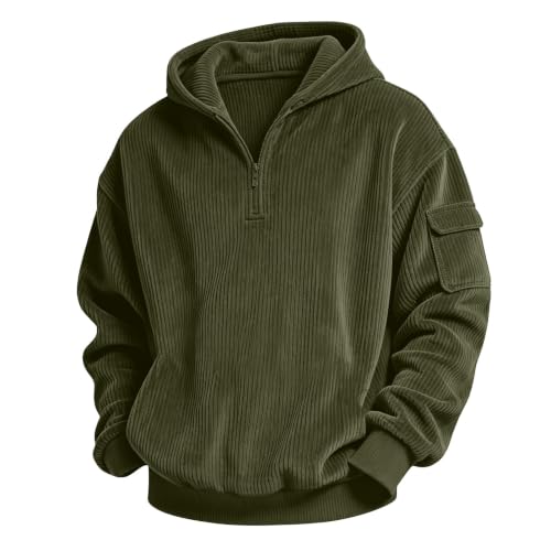 Boys Corduroy Knit Quarter Zip Hoodie Sweatshirts Long Sleeve Pullover Top - image 4