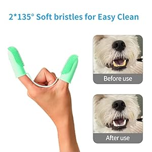 Dog Fingerbrush 2pack Two Finger Toothbrush Kit Cat Tooth Brushing Kit 135° Surround for Easy Teeth Cleaning, Double-Finger Toothbrush Dental Care for Puppies, Cats and Small Pets