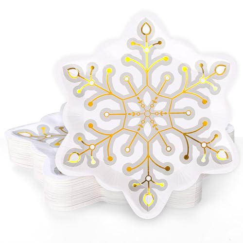 Whaline 24 Pack Winter Paper Plates Snowflake...