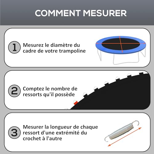 SPORTNOW Tapis de Rechange pour Trampoline Tapis de Saut de Remplacement, avec Outil de Traction à Ressort et Crochets en V (Ressort Non Inclus) – Image 8