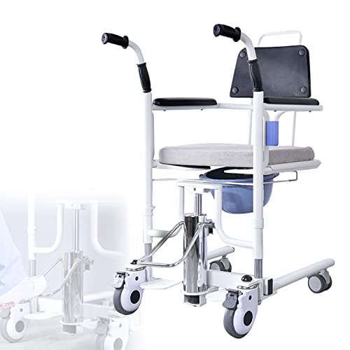 FQCXCKJ Grúa Multifuncional para traslado de Pacientes, Silla elevadora y de traslado con Inodoro Integrado y cojín de Esponja, Silla Inodoro con Inodoro