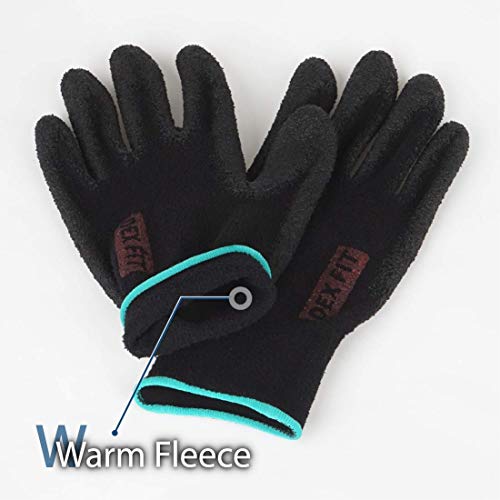 Dex Fit Nr450 Warm Fleece Work Gloves, Comfortable And Stretchy Fit, Firm Grip, Thin & Lightweight, Durable Water-Based Nitrile Rubber Coated, Machine Washable; Black 8 (M) 3 Pairs #TOP4