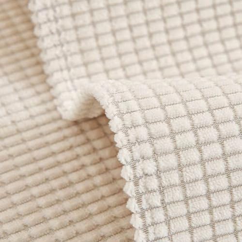 Housse canapé 1 pièce extensible velours avec couvre coussin salon - 8