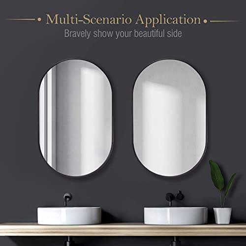 Howofurn Oval Wall Mirror, 24X36 Oval Black Bathroom Mirrors, Wall Mounted Mirror, Oval Vanity Mirror Metal Frame, Vertical & Horizontal Hang, Ideal For Bathroom, Bedroom, Living Room, Entryway #TOP7