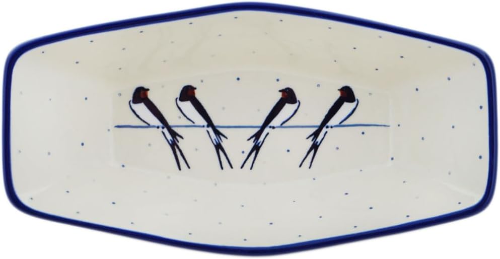 Polmedia Polish Pottery Condiment Dish UNIKAT - Waiting Pattern Handmade in Boleslawiec Poland by Ceramika Artystyczna + Certificate of Authenticity