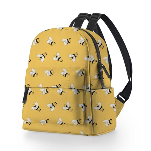 Image of Deanfun Mini Backpack for Women - Cute Bee Print Small Backpack Purse with Ample Storage and Double Zippers Waterproof Shoulder Straps 3D Graphic MNSB-312