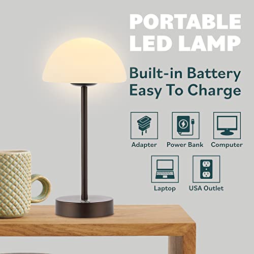 Image of JONATHAN Y Xavier 12.5 inch Metal Cordless LED Table Lamp, Oil Rubbed Bronze