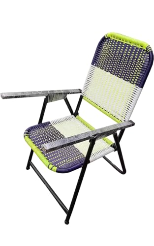 Image of PIKMENGO | Blue Folding Study Chair, Woven Plastic Seat, Steel Frame, for Students and Offices