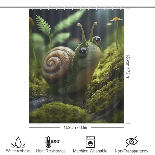 Rideau de douche imperméable escargots 152x183cm avec crochets