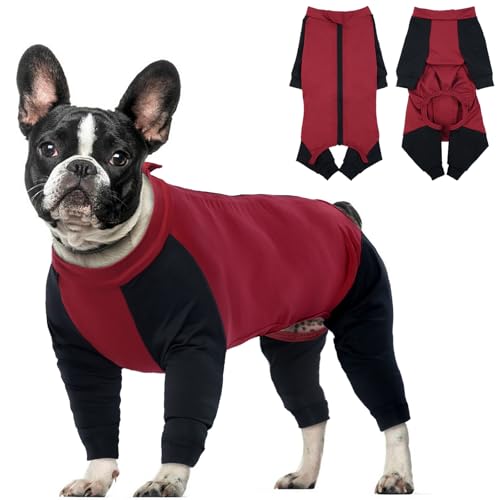 Hjyokuso Hundeoverall Mit Beinen, Hundeschlafanzüge, Hundepyjama Für Mittelgroße Hunde, Hunde Schlafanzug Mit Reißverschluss, Body Hund Nach Op Für Französische Bulldogge, Cocker Spaniel, Beagle