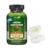 Irwin Naturals Only One Liquid-Gel Multivitamin with Iron + Omega-3 Oils, Antioxidants, Green Super Foods, 60 Liquid Softgels Bundle with a Pill Case