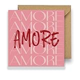 Premium Liebeskarte, Grußkarte, Klappkarte im AMORE Design für Hochzeit, Frau, Freundin, Muttertag, Valentinstag - quadratisch mit Umschlag (148 x 148mm)