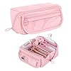 Diyxisk Large Capacity Pencil Case with 9 Compartments for Boys Girlscute Pencil Cases Multifunctional Pen Bag School Pencilcase Portable Pencil Case for School Office Supplies (Pink)