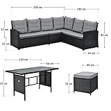 Garten-Lounge Set Polyrattan Lounge-Möbel Sitzgruppe Garten Schwarz - 6