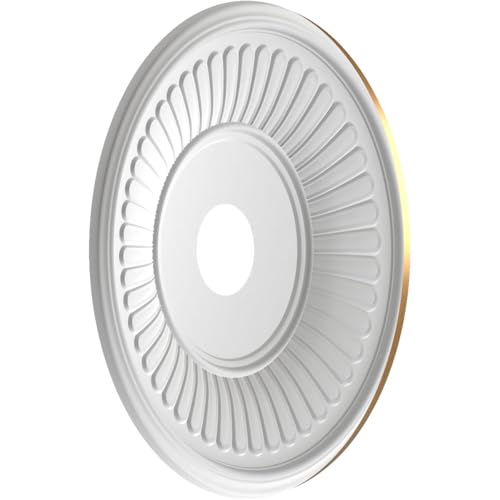 Image of Ekena Millwork CMP19BEBGL Berkshire Thermoformed PVC Ceiling Medallion (Fits Canopies up to 8 3 /8 inch), 19 inchOD x 3 1 /2 inchID x 1 inchP, Bright Coat Gold