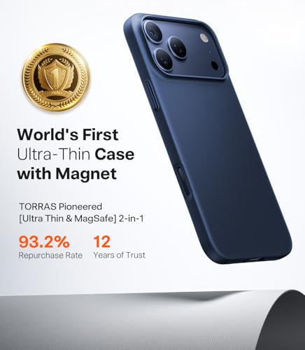 Image of TORRAS Magnetic Slim Fit for iPhone 17 Pro Case Thin, Deep Blue