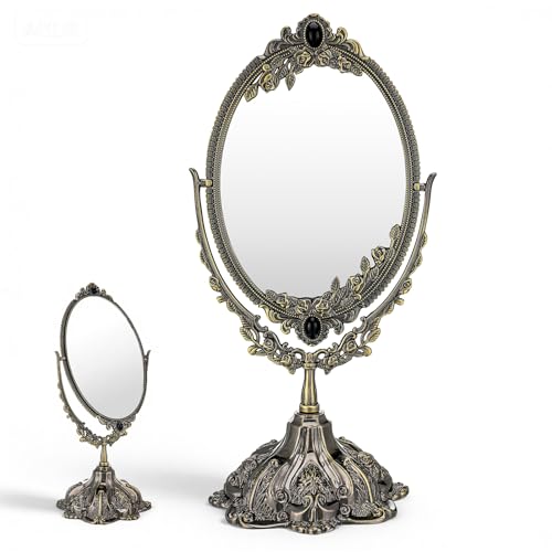 Espejo para Maquillaje Ovalado de Mesa Vintage con Doble Cara