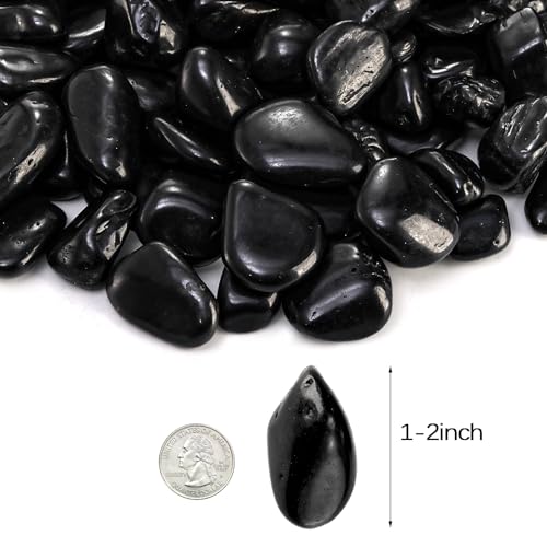 Soujoy 15Lbs Black River Rock, 1-2 Inch Pebbles For Plants, Natural Polished Decorative Stone For Landscaping Outdoor thumb #1