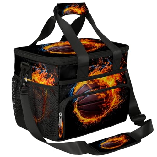 Insulated Picnic Backpack Lunch Box for Women Men Picnic Basket Tote Lunch Bag Picnic Bag Portable Lunch Bags for Picnic, Beach, Work, Trip,Office, Camp Fire Basketball