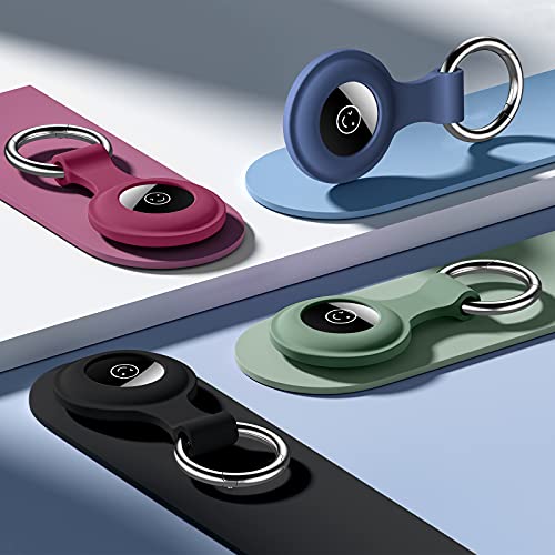 Dirrelo Airtag Keyring Compatible with Apple Airtag Holder Case, 4 Pack Silicone Case Tracker keychain Key Ring for Men Women, Safety Anti-lost Protector Case Cover, Black+Green+Blue gray+Red - Image 4