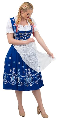 Dirndl Trachten Haus 3 Piece Long Blue Women's Bavarian Dirndl Dress for German Oktoberfest (Blue, 20) - Thumbnail 6