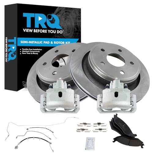 Image of TRQ Rear Brake Pad & Rotor Kit Semi-Metallic Compatible with 2014-2017 Ram 1500