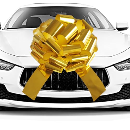 20 Inch Big Gold Car Bow 1 Pc Giant Present Bow for Large Gift Wrapping New Houses Huge Present Birthday Christmas Decor (Metallic Gold)