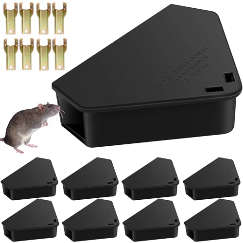 8 Pack Mouse Bait Stations with Keys - Outdoor Refillable
