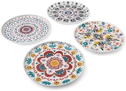 Mikasa Painted Medallion Set of 4 Bone China Salad Plates, 9 Inch