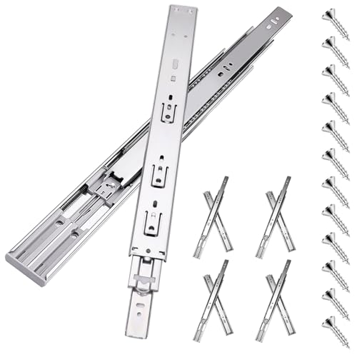 14 inch Drawer Slides 4 Pairs (8pcs) Soft Self Close Full Extension Ball Bearing Drawer Rails Side Mount Metal Dresser Runners for File Cabinet Trash Can Kitchen Wardrobe Glides 14 100 LB Capacity