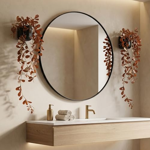 Image of Dekorly 2 Pack Artificial Plants Artificial Hanging Plants Faux Eucalyptus Leaf Greenery Fake Hanging Eucalyptus Plant (Green) (2, Orange)