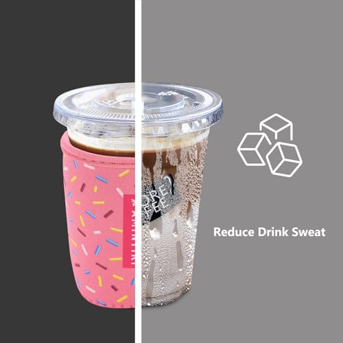 Image of 3 Pack Reusable Sleeve for Iced Coffee Cup, Coffee Neoprene Sleeve for Iced&Hot Drinks, Coffee Sleeve Compatible with Starbucks, Dunkin Coffee Cup. (Sweet Candy)