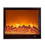 AJH Kamine Eingebetteter Flammeffekt eines elektrischen Holzbrenners an der Wand mit Panorama-Design aus Glas Traditionelles Ofendesign 60X12X50CM