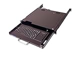 DR4-TB-BK2 1U Rackmount Lockable Industrial Keyboard with Integrated Trackball Mouse (USB) and Adjustable Depth Rear Mount Bracket Supporting 4 Post and 2 Post Relay Rack