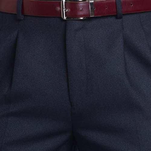 Image of Park Avenue Men's Poly Wool Blend Structure Pattern Comfort Fit Pleated Formal Trouser