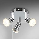 ◊ Leuchtmittel beinhaltet: Moderne Designstrahler in runder Optik, Die Deckenleuchte ist mit drei Fassungen GU10 ausgestattet. Bei der Lieferung sind drei Leuchtmittel mit mit 2900K Farbtemperatur, je 400 Lumen und 4 Watt, Energieeffizienz: A+ inklusive.