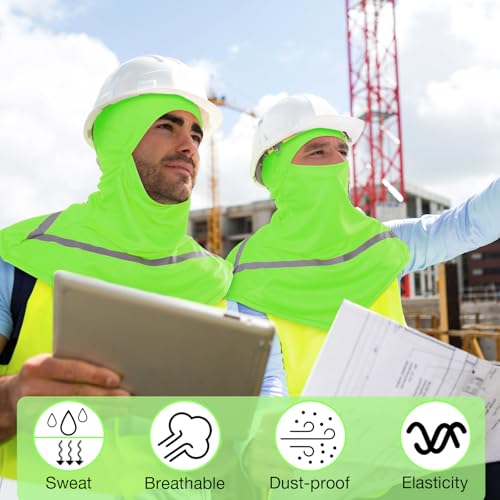 Image of Seematn 4 Pcs Balaclava Sun Men Face Mask UV Protection with Reflective Strip for Construction Work Neck Covers Summer