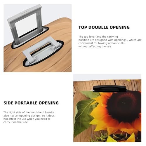 Luggage Cover Sunflower on Wooden Travel Luggage Covers Thicker Elastic Suitcase Cover Dustproof Baggage Cover Scratch-Resistant Suitcase Cover Protector Fit 18-32 Inch Luggage Small4