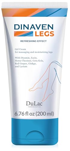 Dulac - Dinaven Crema para Piernas Cansadas y Pesadas, Efecto Frío, 200 ml, Favorece la Circulación de las Piernas, Crema Masaje con Diosmina, Rusco y Vid Roja, Made in Italy