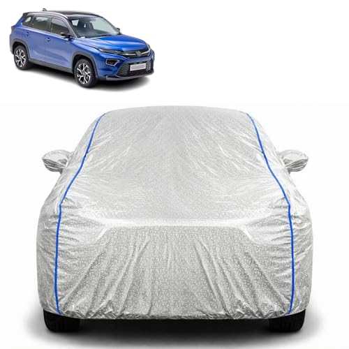 Image of Waterproof Car Cover for Toyota Urban Cruiser Hyryder | All Weather Protection | UV Resistant & Dustproof | Soft Cotton Lining to Prevent Scratches | Triple Stitched with Mirror Pockets & Elastic Hem