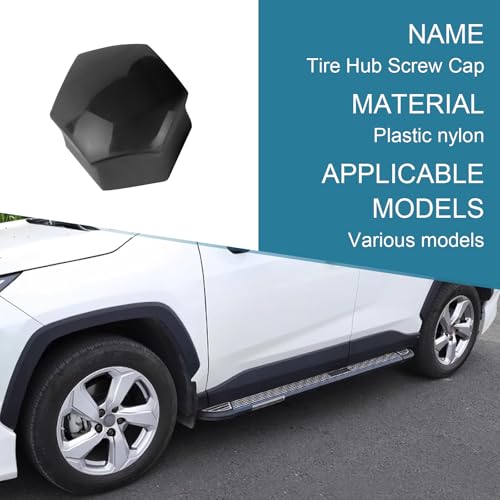 Image of QODOLSI 21 PCS Car Hub Nut Cover with Extraction Clip, 0.75 inch /19mm Anti-Theft Rust-Proof Waterproof Plastic Car Hub Trim Seal Cover, Replacement Accessories, Suitable for Trucks SUVs Cars (Black)