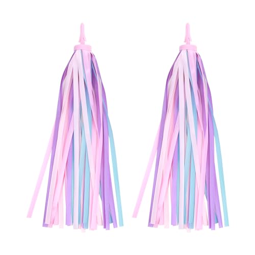 Clydewy 1 Paire Accessoire Velo Enfant Rubans DéCoratifs pour Guidon De VéLo Et Trottinette Enfant Franges ColoréEs en PVC Et Polyester RéSistantes Et...