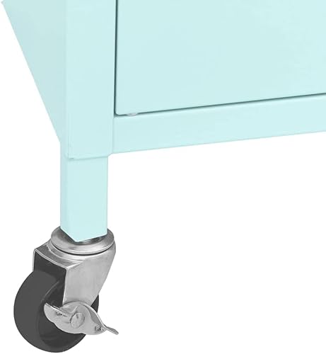 Miniatura 8 de Armario de almacenamiento de metal de acero con 4 ruedas y 1 estante ajustable, armario de almacenamiento de acero con 2 puertas para almacenamiento