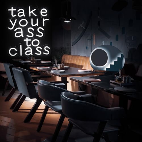 Image of inchTake Your To Class inch Motivational School Neon Light - Bold & Focused LED Wall Art for Study Room, Dorm, Home Office or Student Decor, Dimmable USB, Direct Gift for Students, Scholars & the Determined