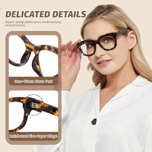 Image of JiSoo Oversized Reading Glasses for Women Men, Stylish Designer Readers Women with Large Frame
