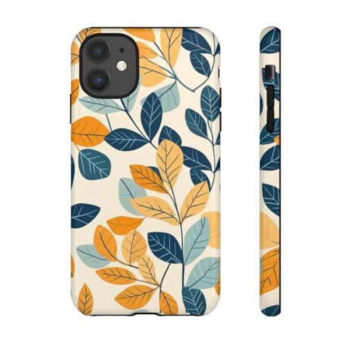 Coque rigide iPhone 11 bleue à motif végétal chic en terrasse