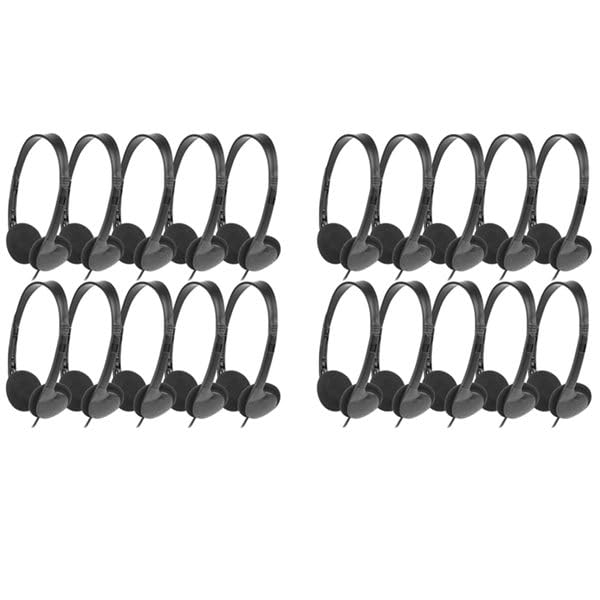 Confezione da 20 cuffie cablate per lezioni, cuffie auricolari regolabili per bambini, cuffie per la scuola, auricolari audio da 3,5 mm, per studenti, bambini, bambini, adolescenti