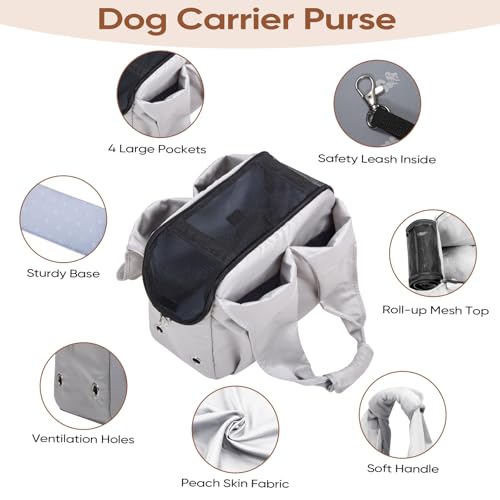Dog Purse Carrier for Small Dogs, Cats, and Puppies – Soft-Sided Travel Pet Tote Bag with 4 Large Pockets, Foldable, Lightweight, Fits Pets up to 15 lbs, for Travel, Outings (Grey) by Gisaryc - Used condition - Image 3
