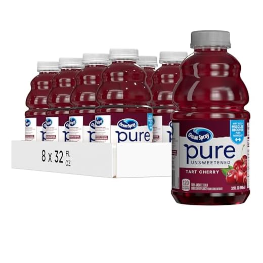 Ocean Spray® Pure Unsweetened Tart Cherry, 100% Tart Cherry Juice, 32 Fl Oz Bottle (Pack of 8)
