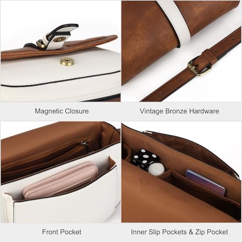 Image of AFKOMST Crossbody Bags for Women,Small Saddle Purse and Boho Cross Body Handbags,Vegan Leather